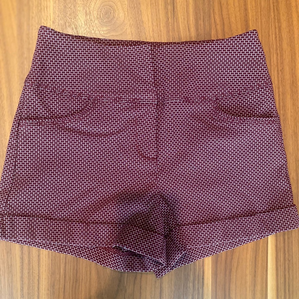 Women's Burgundy Patterned Shorts